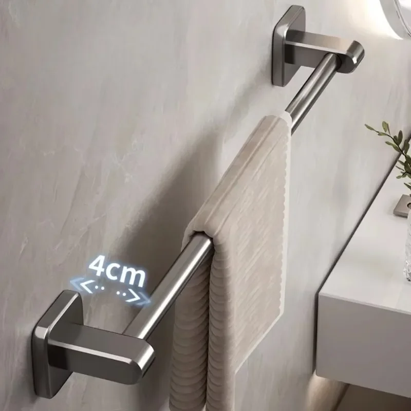 Porte-Serviette Salle De Bain Acier Inoxydable 30cm Noir - Auto-Adhésif Sans Percage, Support Mural