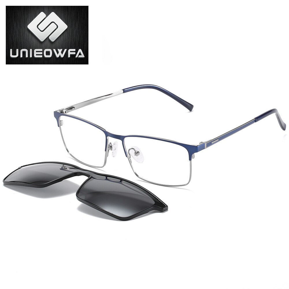 Clear Optische Brilmontuur Mannen Gepolariseerde Magneet Clip Op Zonnebril Mannen Bijziendheid Recept Brillen Frame Transparante Eyewear