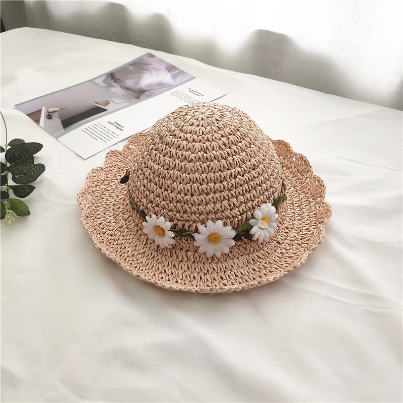 Spring Staw Hat Spring and summer girls flower straw hat baby 3 s ... β Grandado