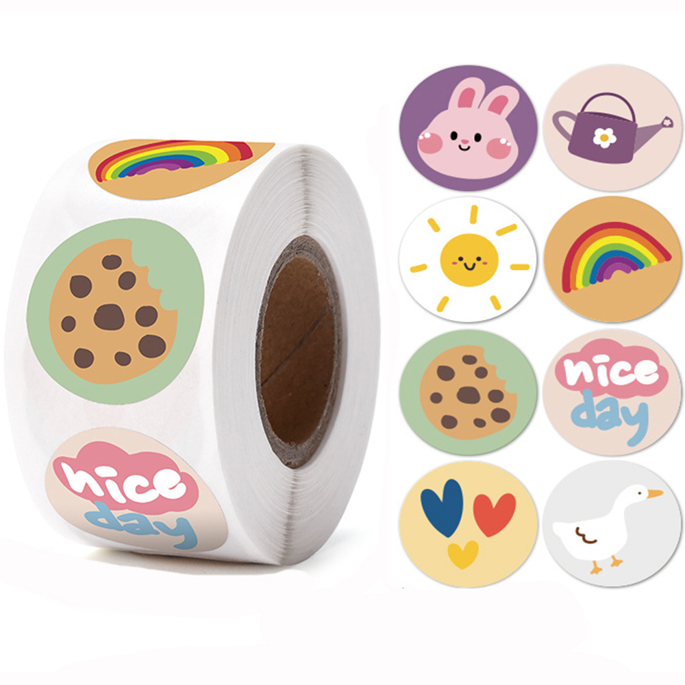 Pegatinas de animales de dibujos animados para niños, pegatinas inspiradoras de recompensa de pequeñas flores rojas para guardería, 100-500 piezas: Naranja