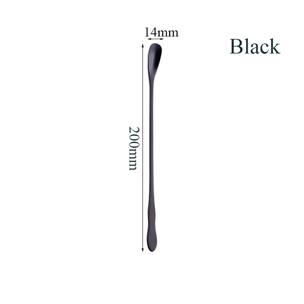 Stijl 1Pc Rvs Koffie Lepel Met Lange Steel Kleurrijke Koffie Scoops Dessert Thee Lepel Gevulde Keuken Gadget tool: 200mm black