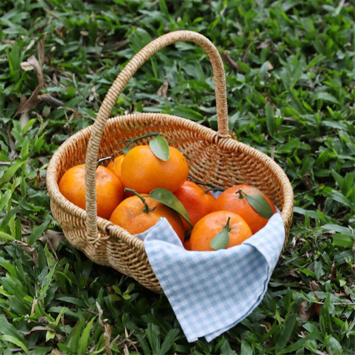 Rieten Mand met Handvat - Bruiloft Bloemenmeisje Mand - Picknick, Fruit, Groente Opslag