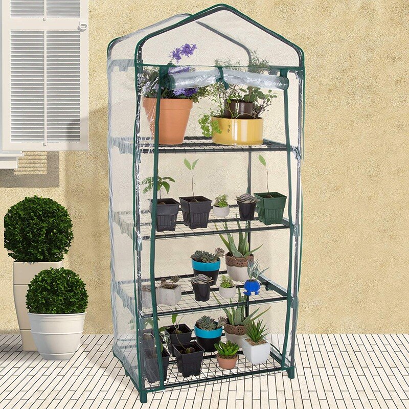 4 Floors PVC Cozy Garden Level Mini Home Greenhouse Plants Waterproof UV Protection Cover Garden Plants and Flowers(Only Include