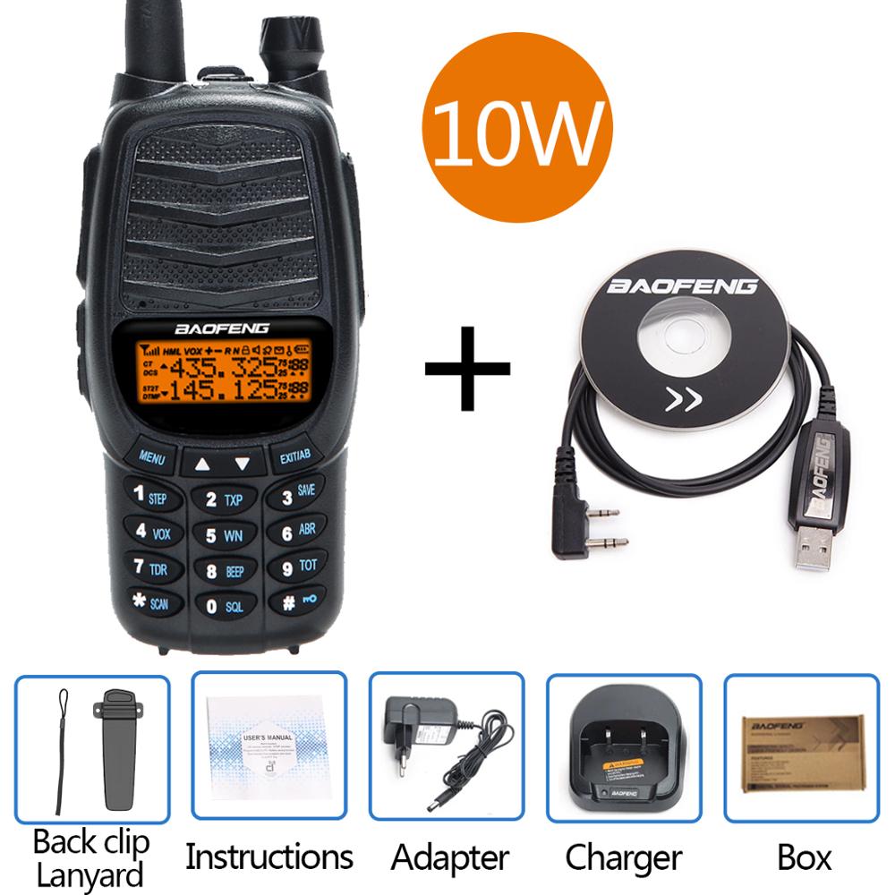 Baofeng – walkie-talkie Portable 10W UV-X10 mAh 2-PTT double bande VHF UHF chargeur USB 30km Ham CB Radio 2 voies émetteur-récepteur 8800: add cable