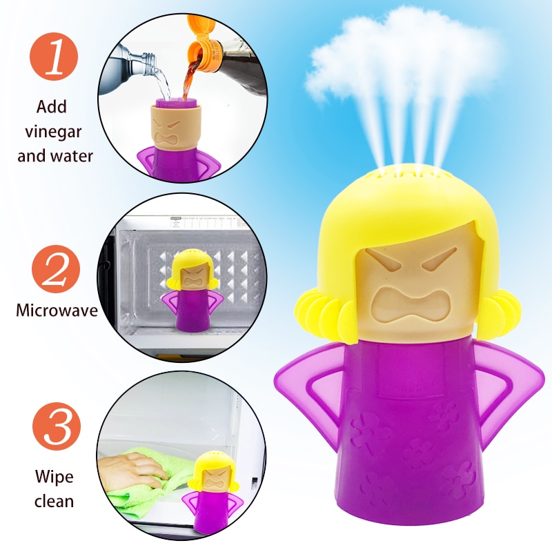 Anger Mama nettoyeur à micro-ondes four nettoyeur à vapeur nettoie facilement les appareils à micro-ondes pour la cuisine réfrigérateur outils de nettoyage