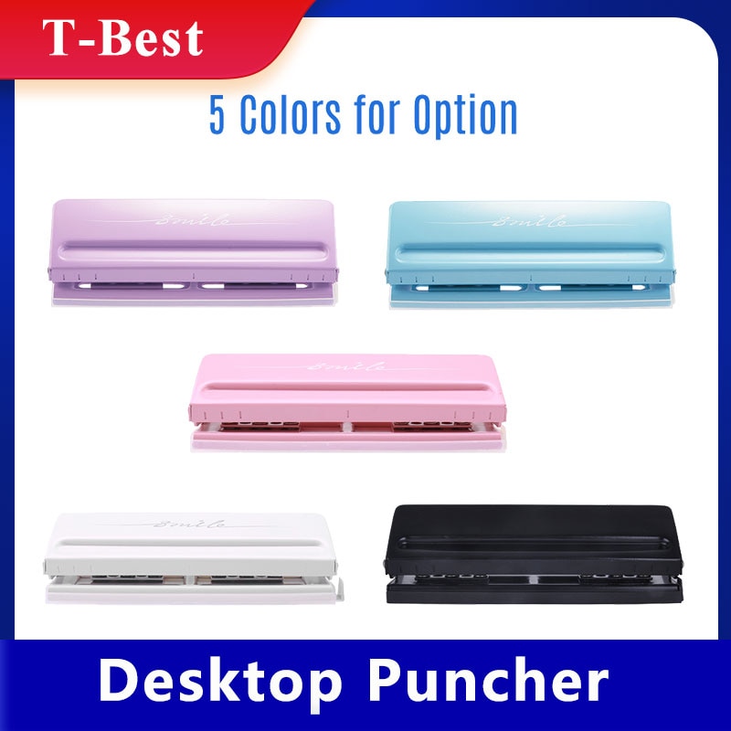 KW-trio Adjustable 6-Hole Desktop Punch Puncher with 6 Sheet Capacity Organizer Six Ring Binder for A4 A5 A6 B7 Dairy Planner