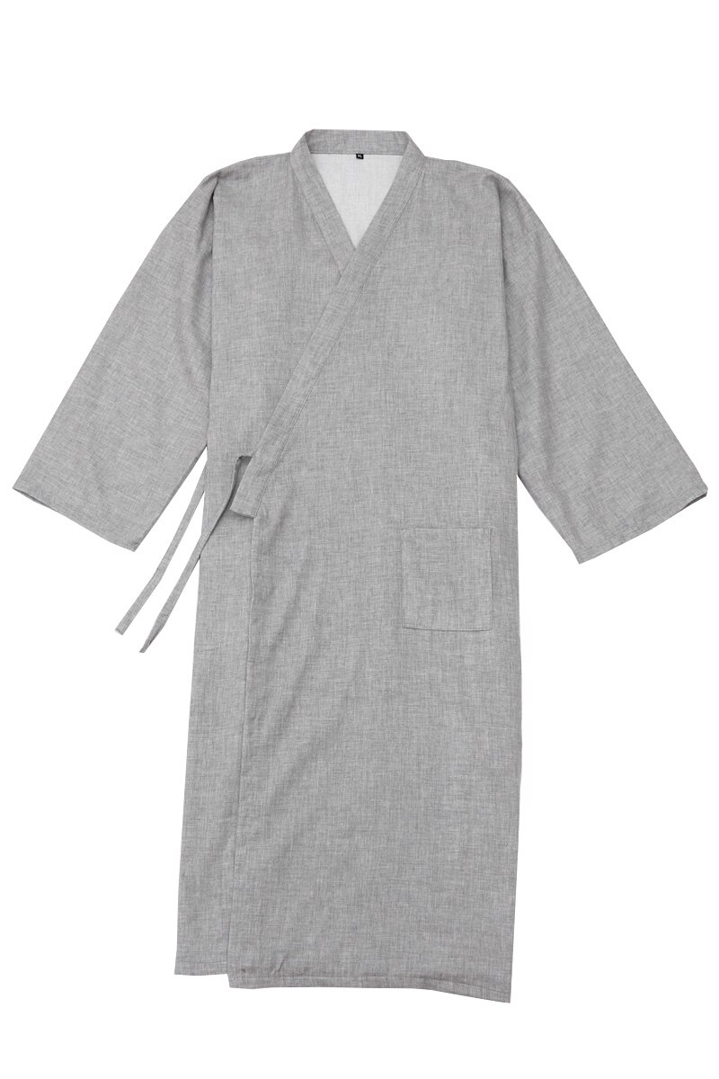 Traditional Ancient Style Spring Gray Robe Pajamas Soft Loose Bathrobe Kimono Hanfu Women &amp; Men Sleep Lounge Vintage Monk Wear