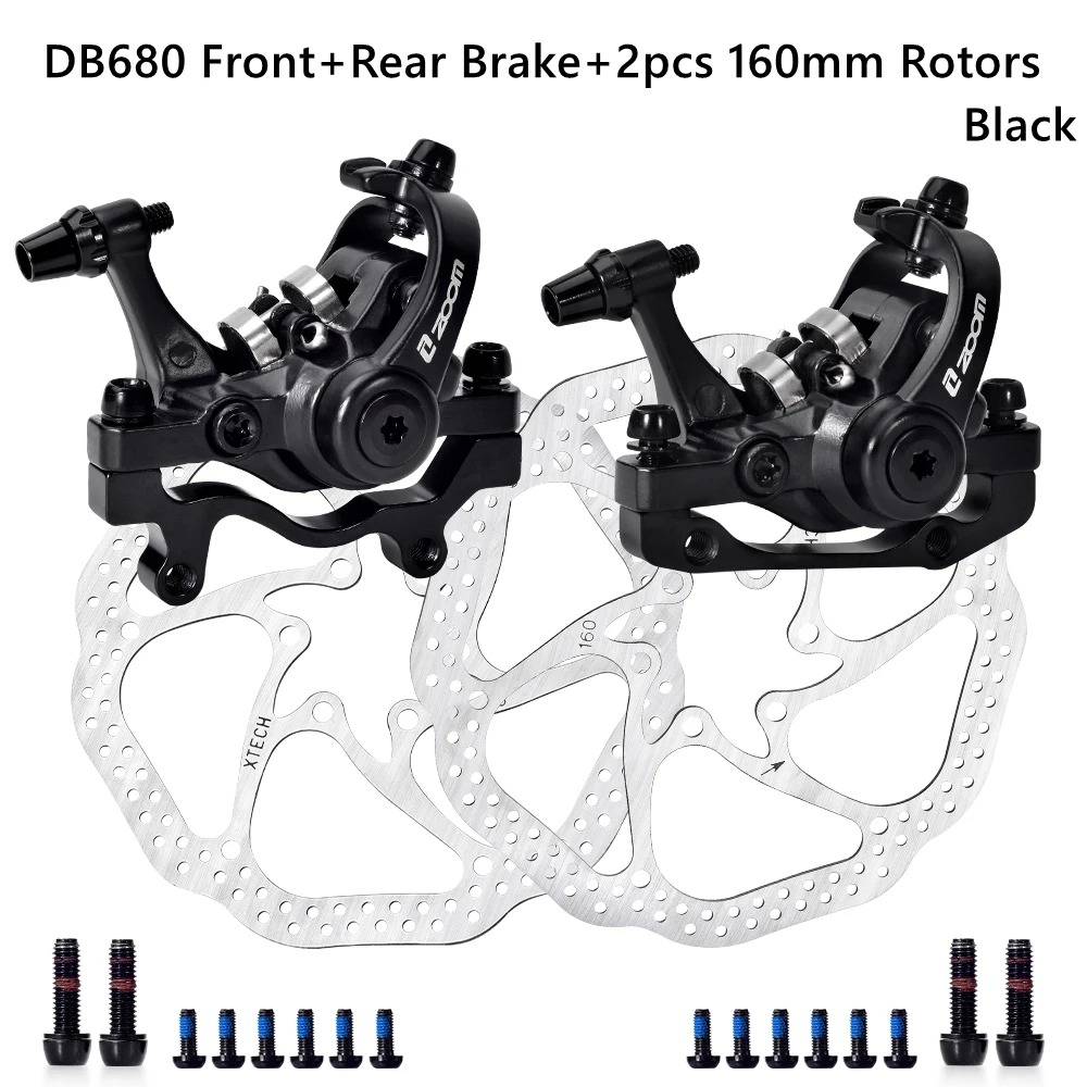 ZOOM DB-680 Bilateral Caliper Disc Brake Dual Piston Mountain Bike Alloy Cable Brake Bicycle Accessories Line Pulling Brakes: black