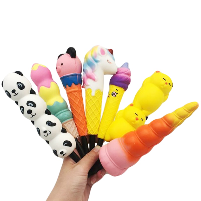 Kawaii Cat Unicorn Pen Cap Squishy Slow Rising Pencil Holder Soft Squeeze Toy Stress Relief Xmas Toy for Children