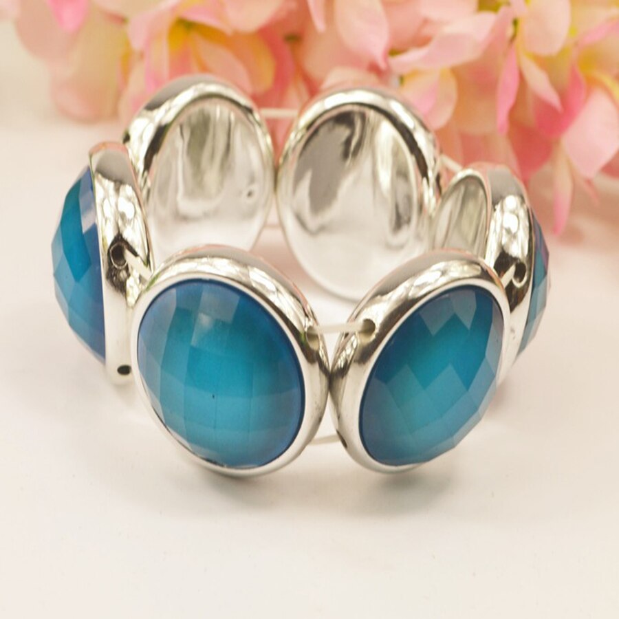 Candy Farben Große Stein Stretch Armbänder Armreifen für Männer Frauen Freundschaft Hand Zubehör Fabrik CM-E1527