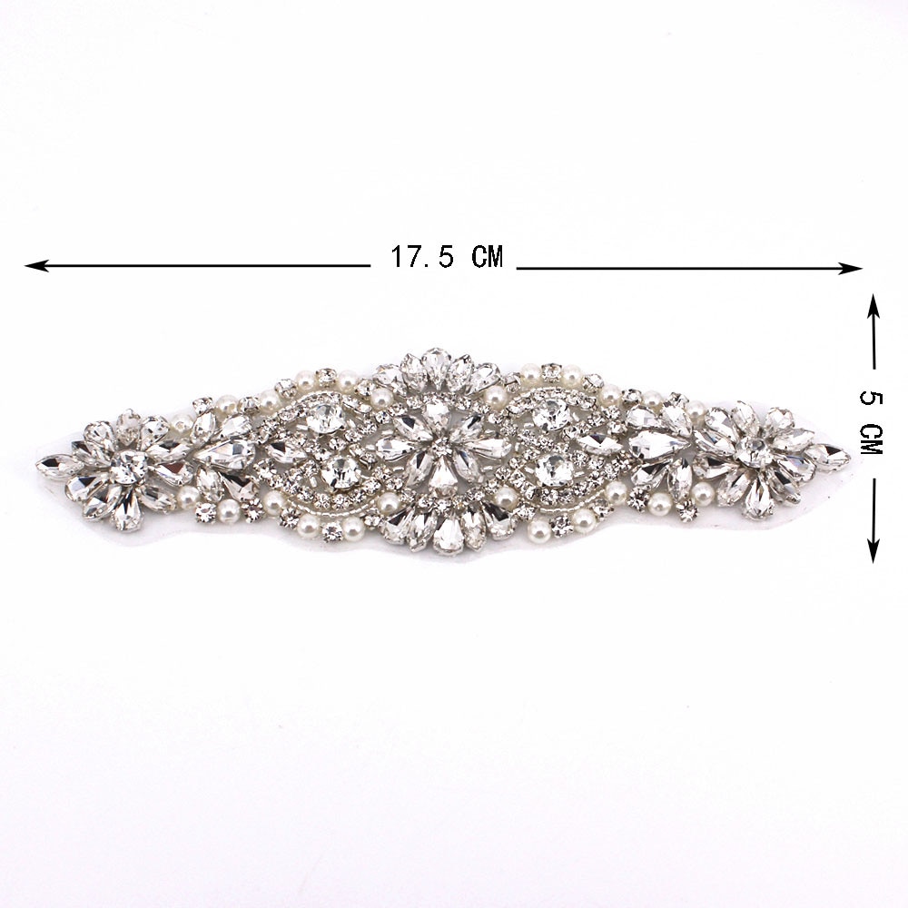 Handgemaakte roségouden trouwjurk met strass-applicatie, strijk op bruidsjurk met kralen en kristalapplicatie voor jurken en kleding