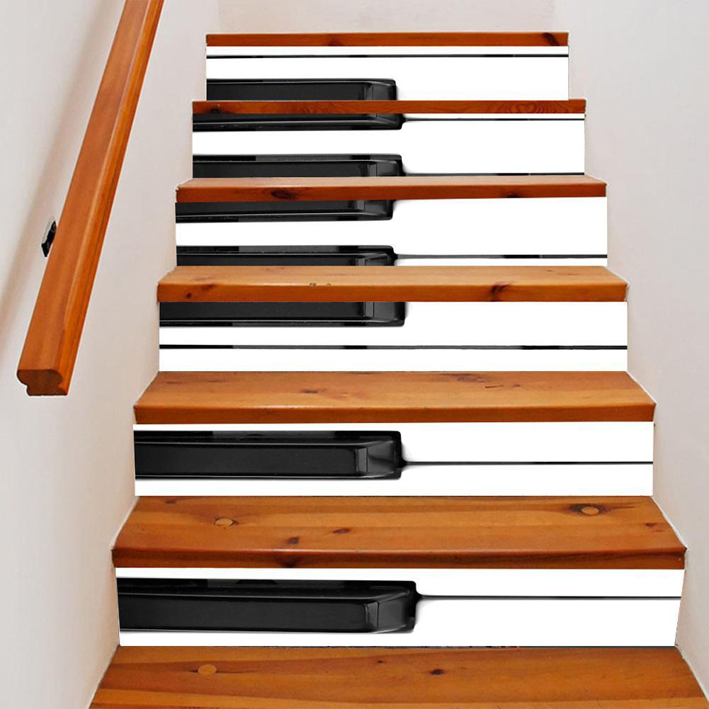 Autocollants pour escaliers, Simulation 3D, clés de Piano, autocollants pour monter les escaliers, décor de maison