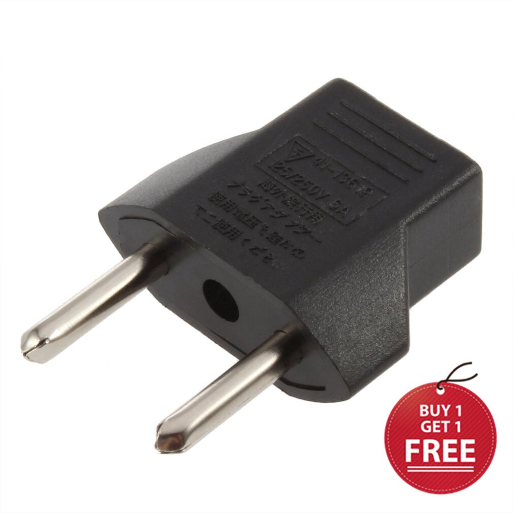 Enchufe adaptador de la UE 2 Pin plano a la UE 2 enchufe de clavija redonda cargador de energía comprar 1 obtener 1 gratis