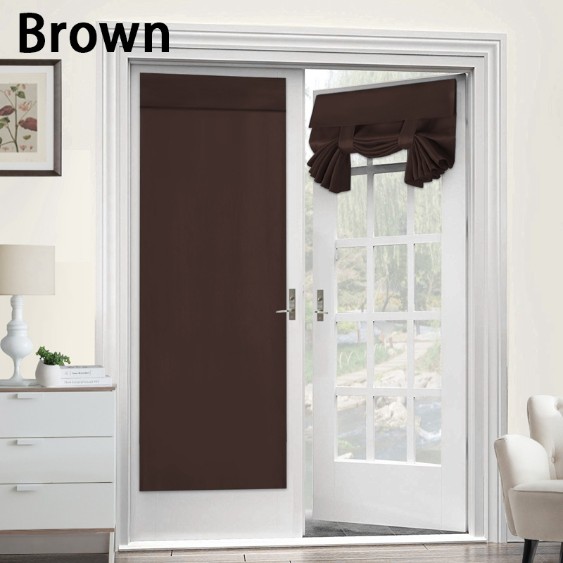 1 Panel Blackout Door Curtains Privacy French Door Curtain Shades Window Curtains Thermal Insulated 26 X 68 Inch Darkening Cur: Brown
