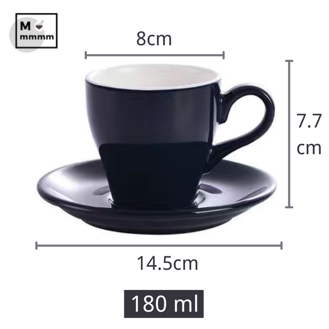 Bts-taza grande de cerámica para café, tazas de café con platillos, de Color sólido, para té, cambia de Color: navy
