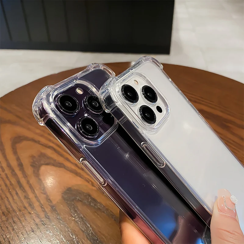 Coque de téléphone transparente antichoc pour iPhone 15 14 11 Pro Max 13 12 Mini 7 8 Plus X XR XS, accessoires de pare-chocs transparents en Silicone souple