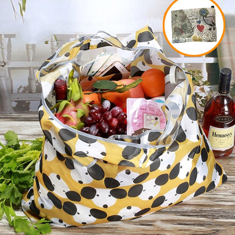 Reusable Foldable Shopping Bag Eco Floral Tote Handbag Convenient Storage Bags Large Capacity Portable Shoulder Bags