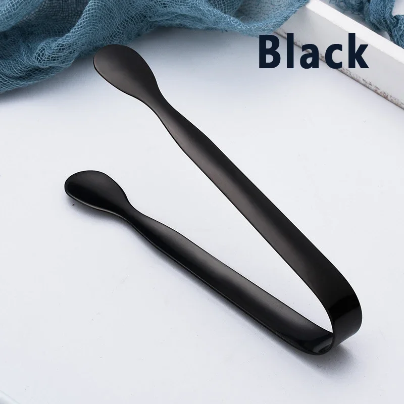 Pinza de hielo de acero inoxidable para pan, comida, Clip para barbacoa, abrazadera para hielo, barra de herramientas, accesorios de cocina, 10,8 cm: Negro