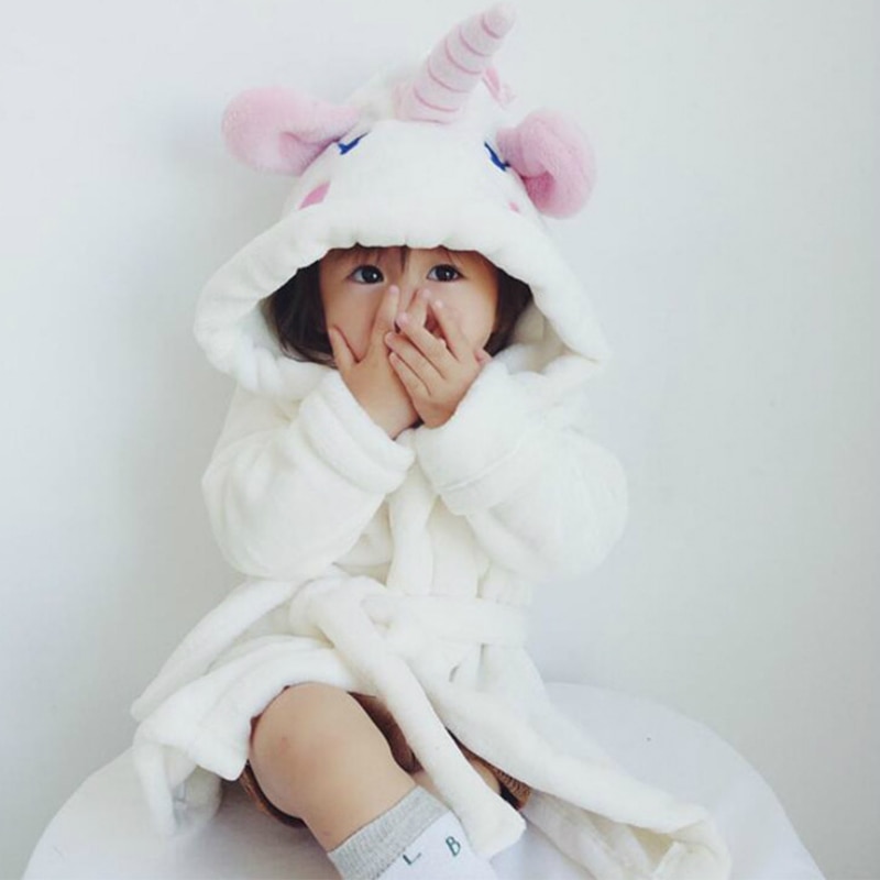 Badekåber til piger natkjole baby fløjl kåber dejlig pyjamas børn vinter tegneserie dyr hest badekåbe til børn