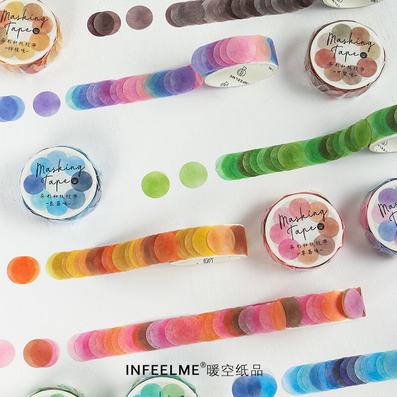 Stickers ronds colorés bonbon pour Scrapbooking, en papier coloré bonbon, ruban de décoration en Washi, papeterie créative pour fournitures scolaires, 100 pièces