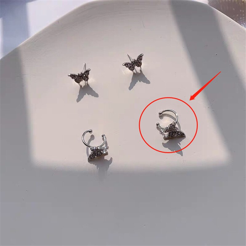 Kpop mini minimalistisk sommerfugl fe skinnende udsøgt æstetisk øreben klip ingen piercinger øreringe til kvinder egirl bff smykker: Et øreklip
