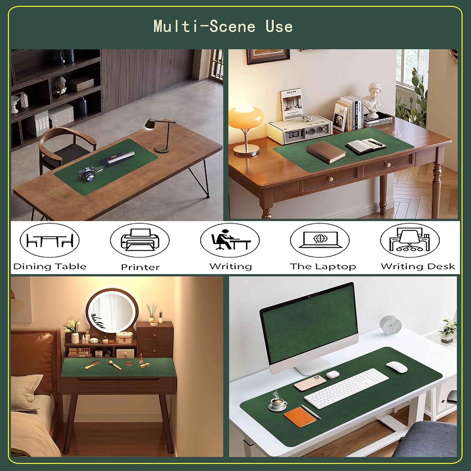Dual-Sided Mouse Pad, Natural Cork & PU Leather Large Desk Pad for Office and Home Work, Desk Protector Non-Slip, Waterproof