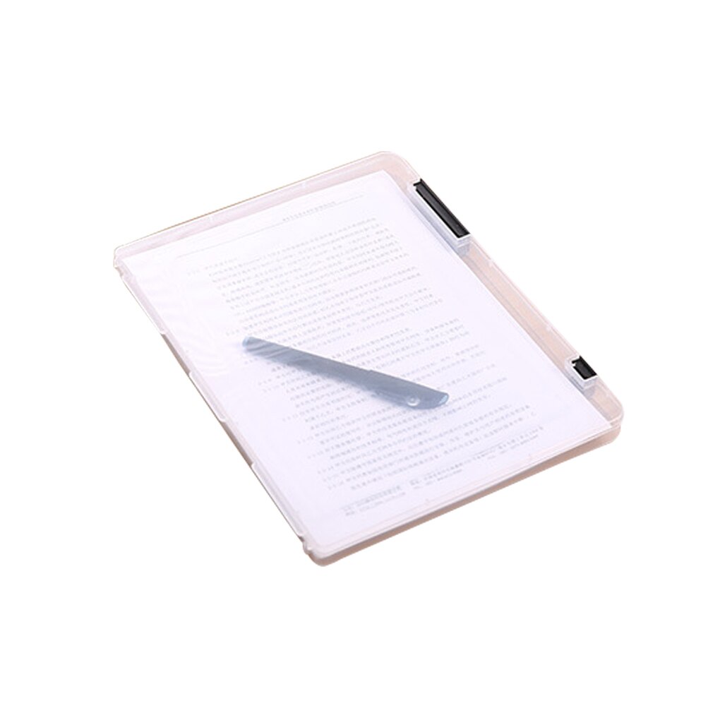 Practical A4 Transparent File Storage Box Clear Plastic Document Cases Desk Paper Organizers: black