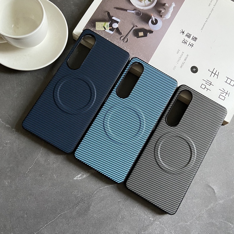 Funda magnética para Sony Xperia 1 10 5 Pro Ace VI V IV III, funda de fibra de carbono suave de TPU para Magsafe Charge, Fundas antigolpes