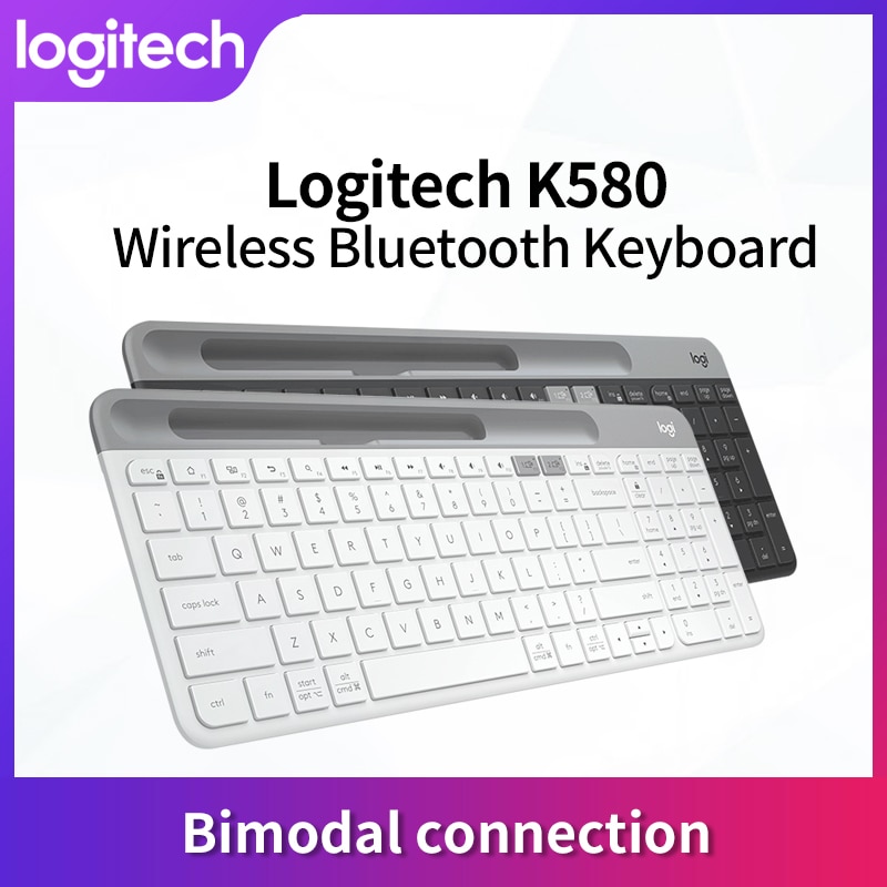 Logitech K580 2.4G clavier sans fil Ultra-mince Bluetooth claviers de bureau unifiant double multi-appareil pour tablette d'ordinateur