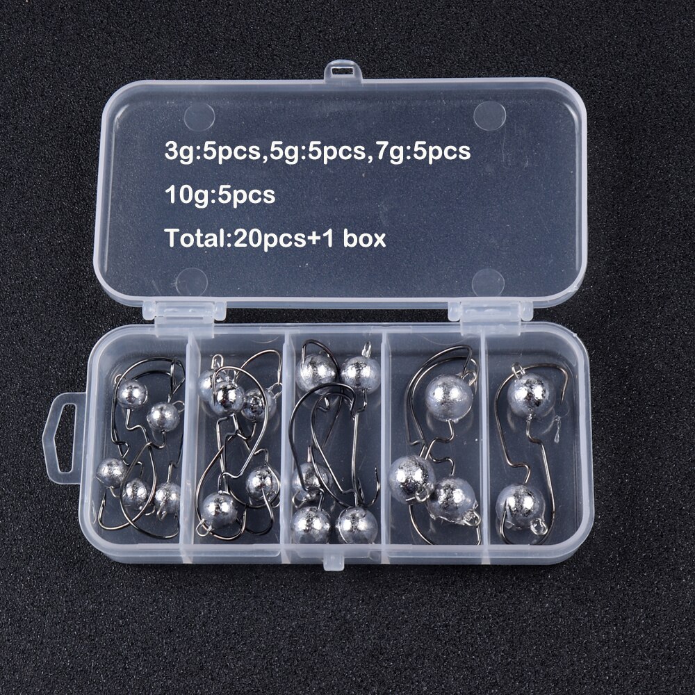 1Box Mixed Weight Jig Head Hook Set Exposed Lead Jig Hooks Crank Jig Head Hook for Carp Fishing Lure Soft Worm: SET6