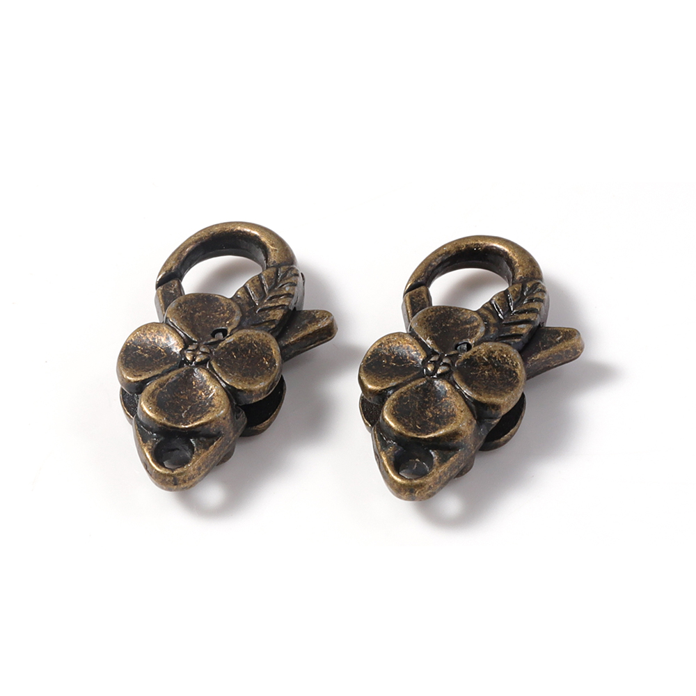 5 stks/partij Antieke Zilveren Bloem Karabijnsluiting Haken Voor Ketting Armband Chain DIY Accessoire Sieraden Bevindingen 26*15MM: Antique Bronze