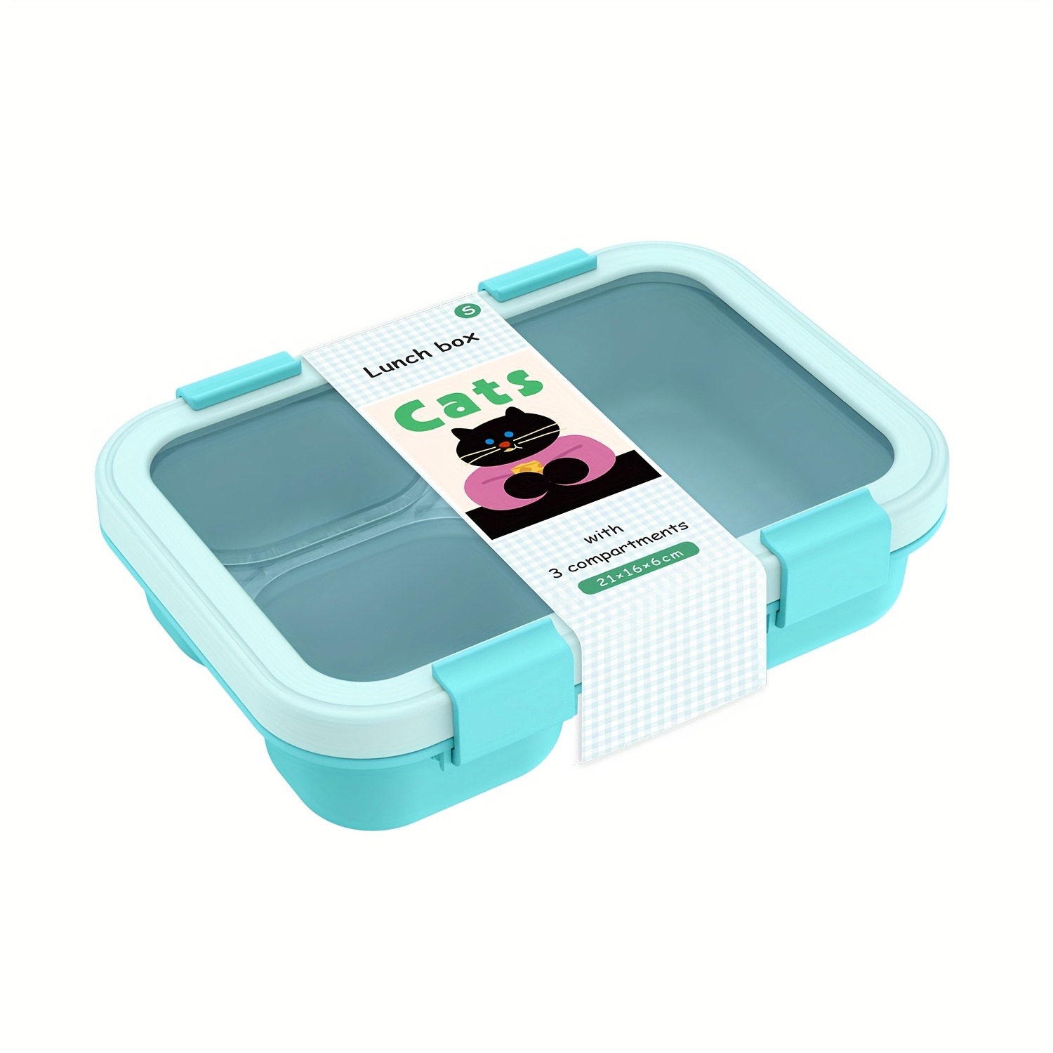 Bärbar lunchlåda för barn i skolan, läckagesäker picknick bentobox, mikrovågsugn, matlåda med 3 fack, matförvaringsbehållare: Vit