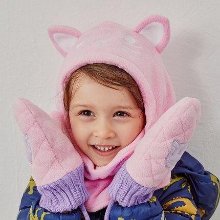 Winter kindermuts sjaal wanten kat vleermuis pinguïn eend gebreide baby kindermuts mutsen sjaals warmers handschoenen voor jongens meisjes: Roze / 6-12m