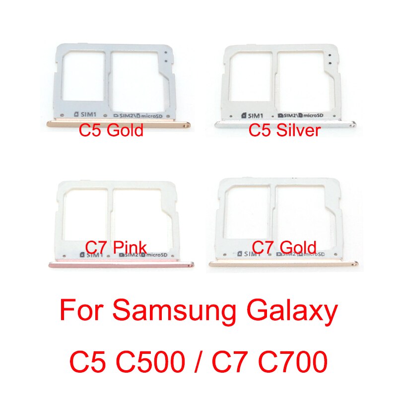 Micro SD Card Sim Card Tray For Samsung Galaxy C5 C500 C7 C700 Sim Tray Card Holder Reader Adapter Spare Parts