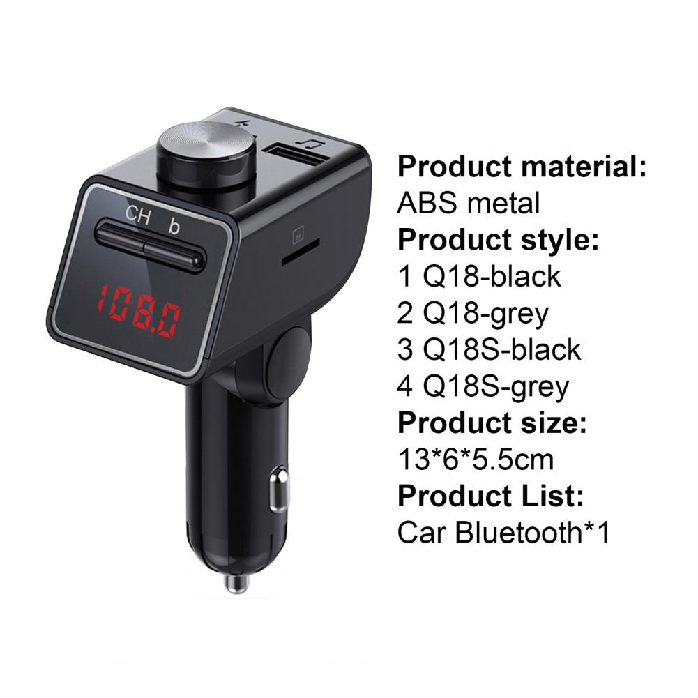 Q18/18S Auto Bluetooth MP3 Dual Usb Knop Charger Abs In-Car Fm-zender Voor Auto fm-zender Voor Auto