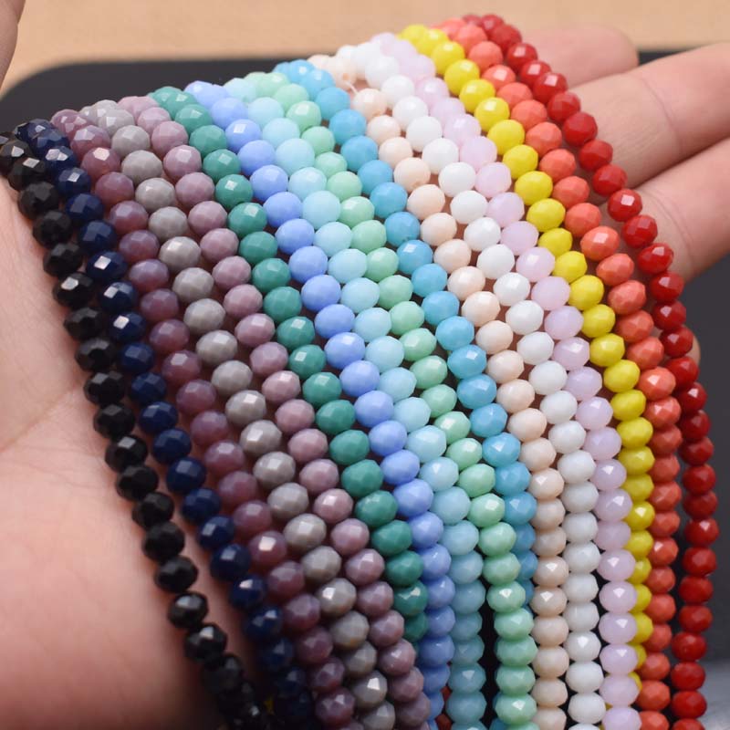 Venda Cores sólidas 4*6mm 82 pçs rondelle áustria facetado contas de vidro cristal solto espaçador contas redondas para fazer jóias diy