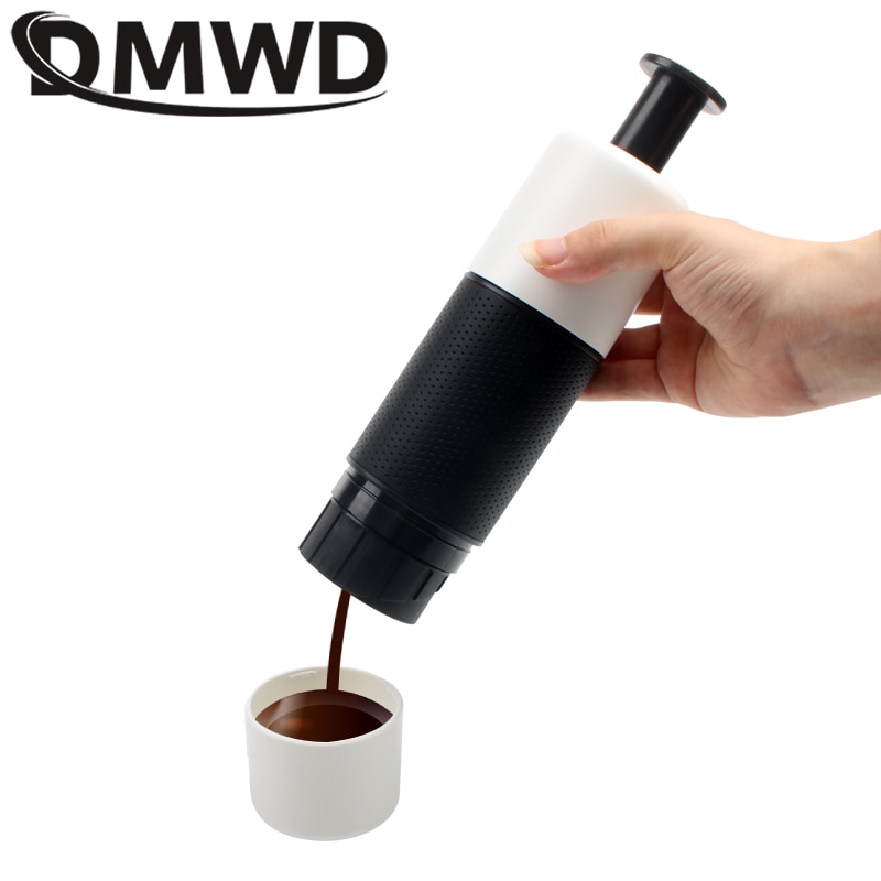 Dmwd mini håndtryk bærbare kapsler kaffemaskine madlavningskop manuel 21 bar italiensk espressomaskine ekstraktionsgryde
