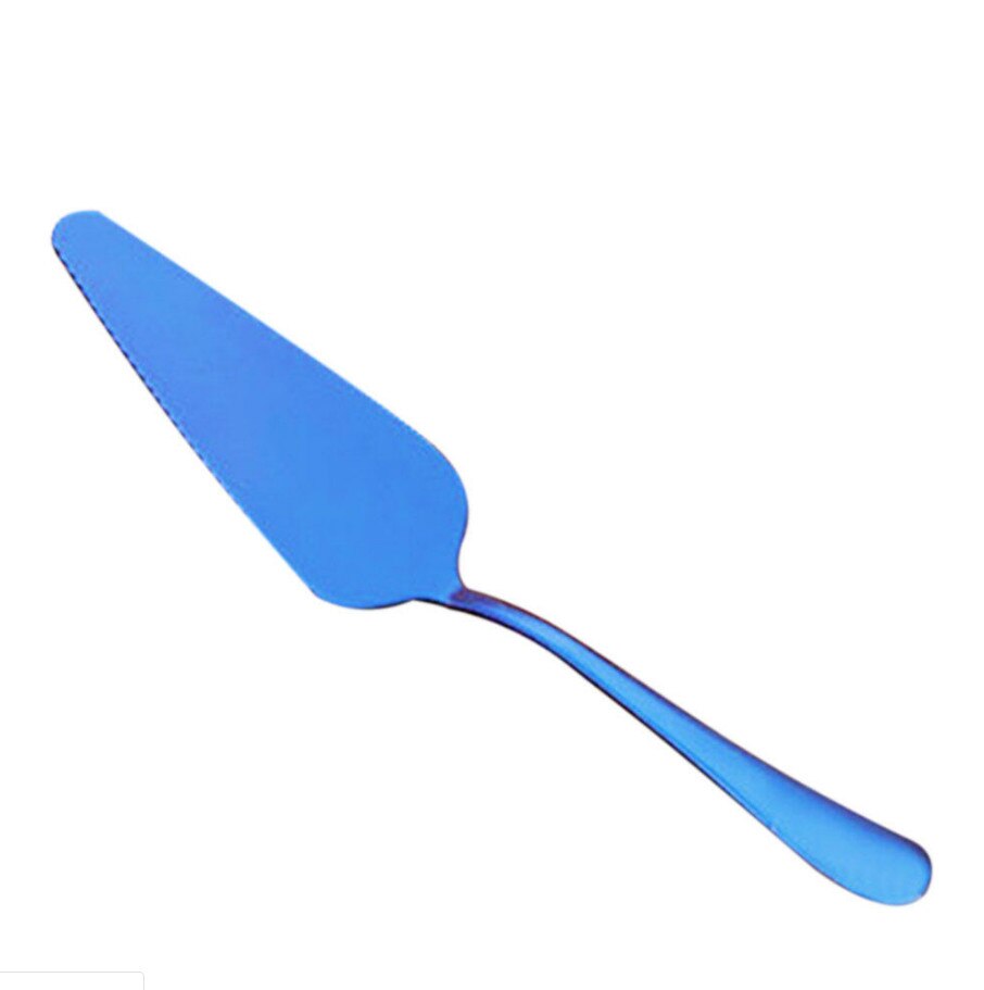 Practical Stainless Steel Jagged Edge Blade Cutter Pizza Cake Shovel Reusable Spatula Baking Tool: Blue