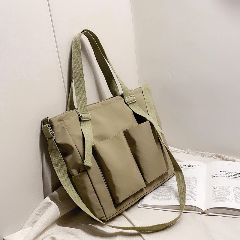 Vrouwelijke Tas Shoppers Eenvoudige Mode Rits Handtassen Schouder Waterdichte Grote Capaciteit Tassen Vrouwen Crossbody: Green No pendent