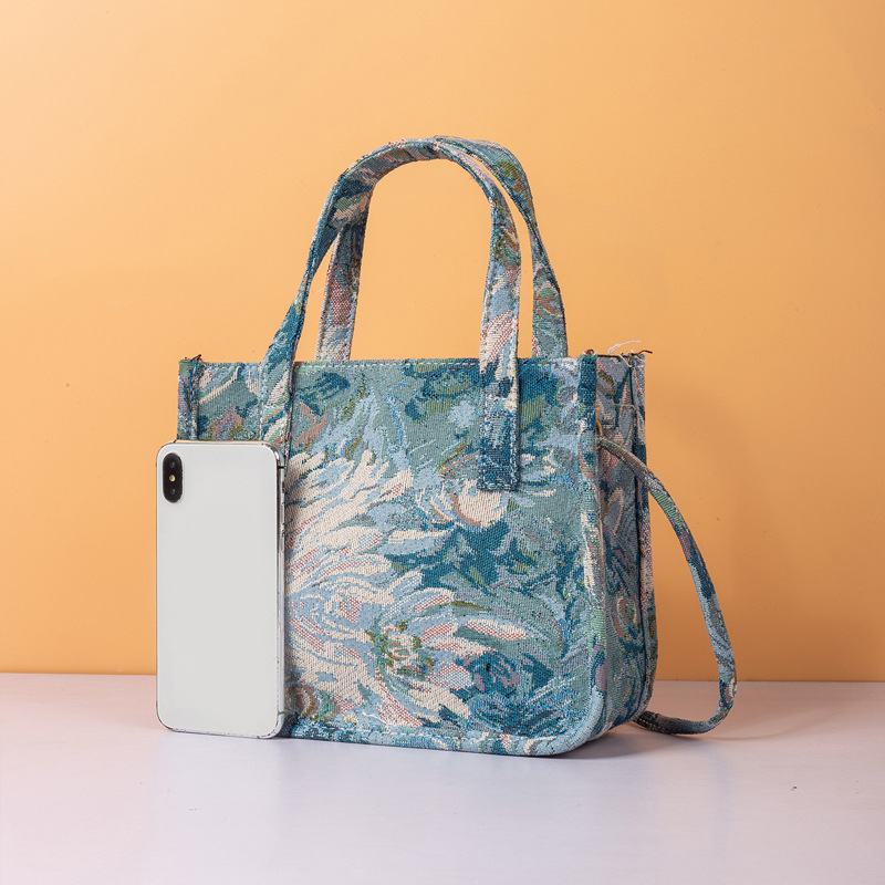 Lässige, faltbare stoff-einkaufstasche, monet-ölgemälde, umweltfreundliche, wiederverwendbare einkaufstasche, leichte schultertasche, mittlere größe: Default Title