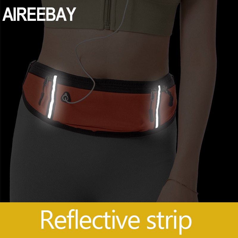 Aireebay unisex-juoksulaukku urheilullinen vyölaukku vedenpitävä vaellus perälaukku urheilu retkeilyvyötärönauha fanny-reppu erittäin ohut naisille