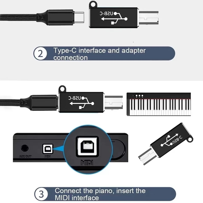 USB Typ C Buchse auf USB B Stecker Adapter für Scanner Drucker Konverter USB C Datenübertragungsadapter für Midi- Regler Tastatur