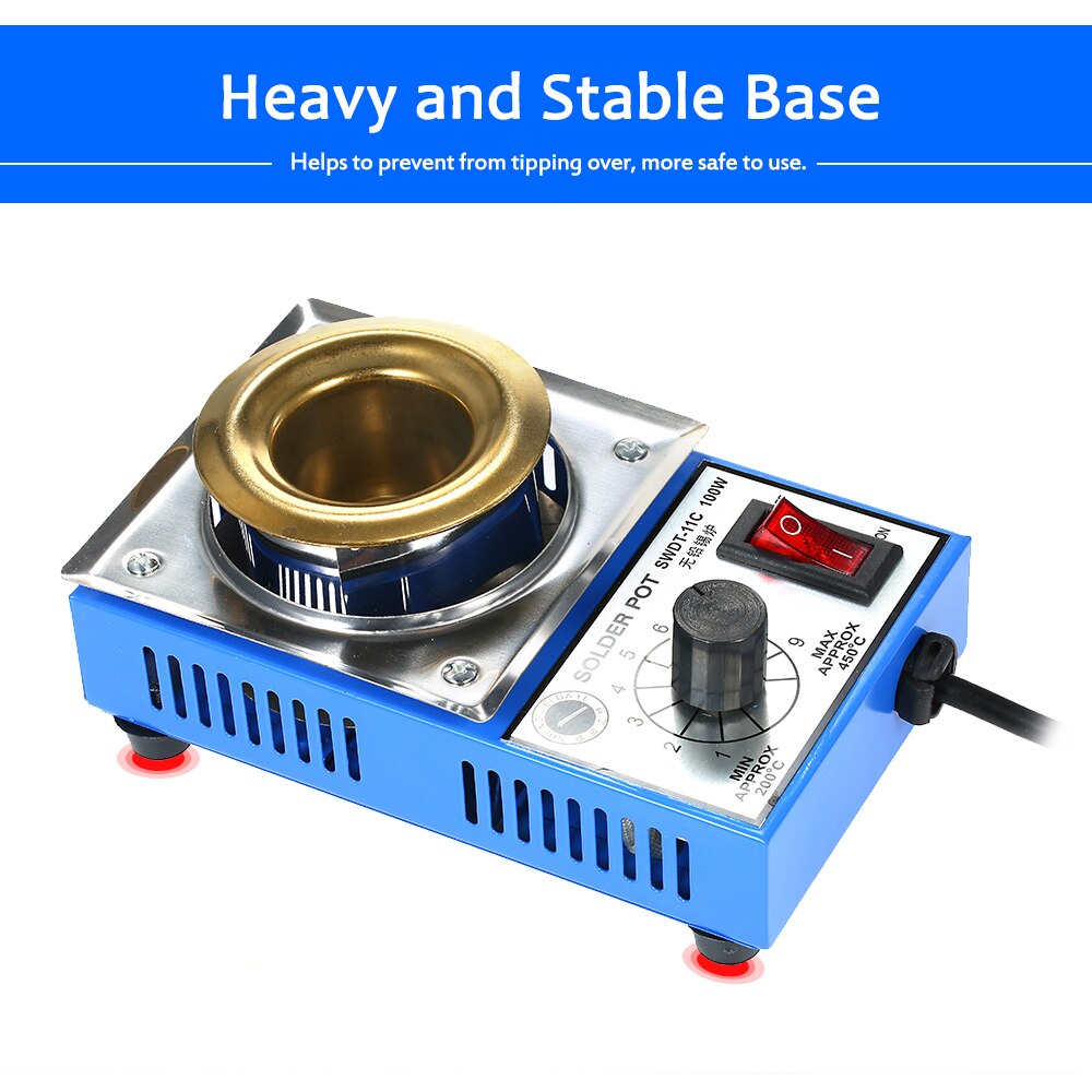 SWDT-41C 100W/150W/250W/300W Mini Lead Free Soldering Pot Titanium Coating Stainless Steel Solder Pot Compact Temperature