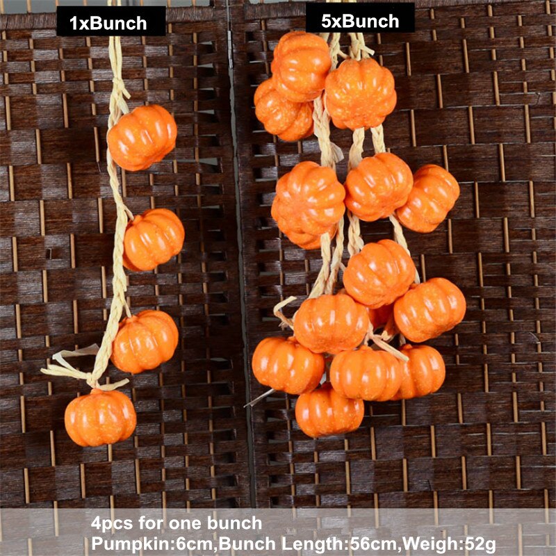 Cuerda de frutas artificiales, cuerdas de vegetales falsos para colgar, espuma de plástico para casa, cocina, decoración de granja, adorno colgante en la pared 1 cuerda: Pumpkin