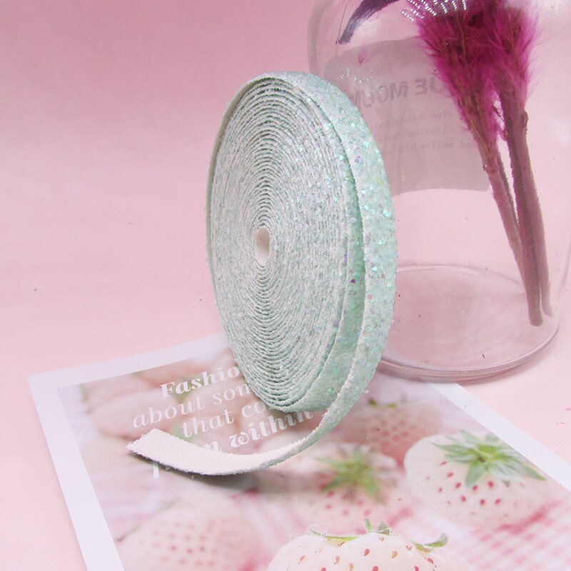 5 meter 10mm glitter pailletten linten voor doe-het-zelf knutselen naaien stof haar strikken clips accessoires feest bruiloft benodigdheden inpakpapier: Lichtgroen