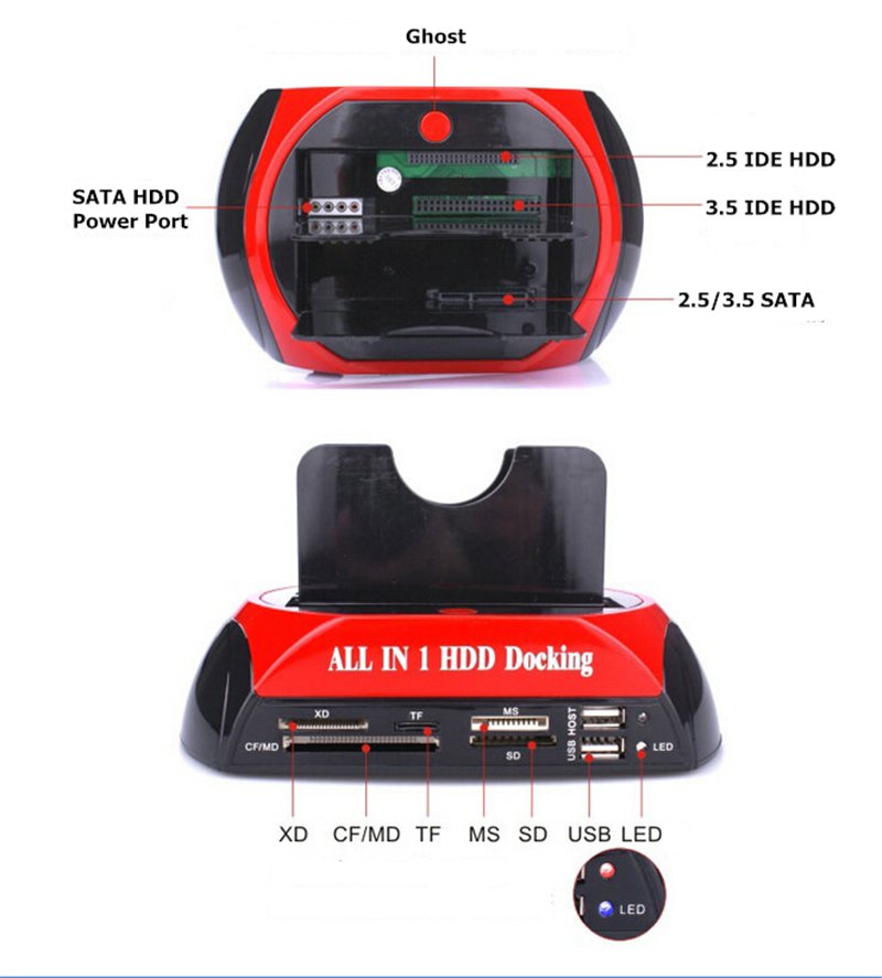 Double disque dur externe SATA usb 2.5, 3.5, 1 IDE 2, double Station d'accueil, Clone OTB HUB, lecteur, prise US