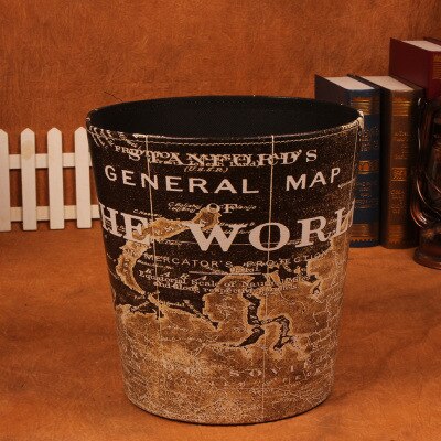 27cm retro Altpapier Korb Kreative PU Leder Bar Mülleimer Mülleimer Gargabe Warst Papier Jahrgang Korb Ohne Deckel: Schwarz Karte