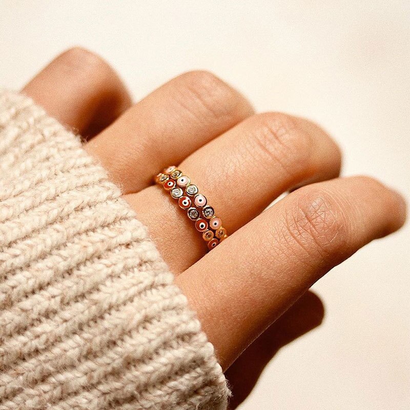 Tyrkisk onde øyne ringe til kvinner hofte hopp stein rhinestone blå øyne fingerringer fest bursdag forlovelse smykker
