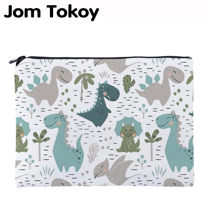 Jom Tokoy Printing Leuke Dinosa Benodigdheden Voor Reizen Organisator Make-Up Tas Vrouwen Vierkante Cosmetische Tas Met Rits