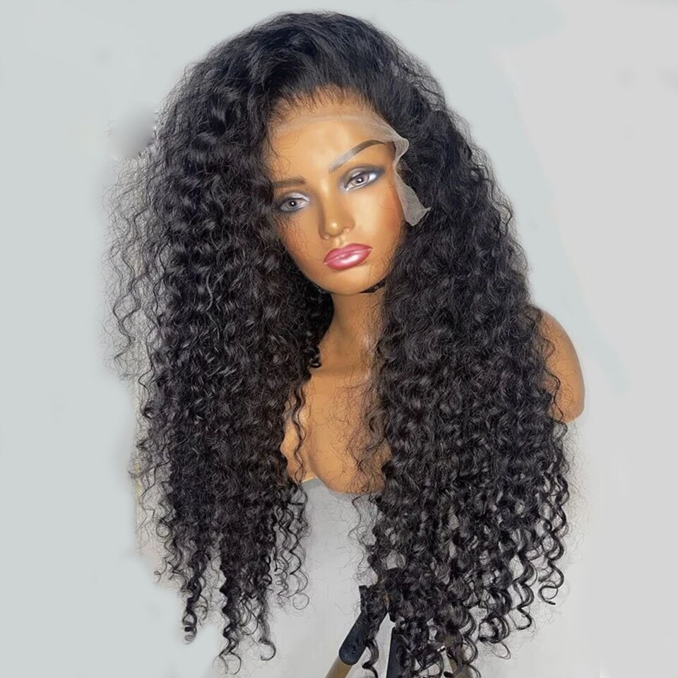 Soft 24Inch Long Kinky Curly Synthetic Lace Front Wig For Woman Babyhair Glueless Preplucked Heat Resistant Natural Hairline Wig